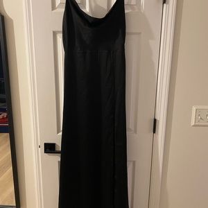 Black Satin Cowl Neck Maxi Dress